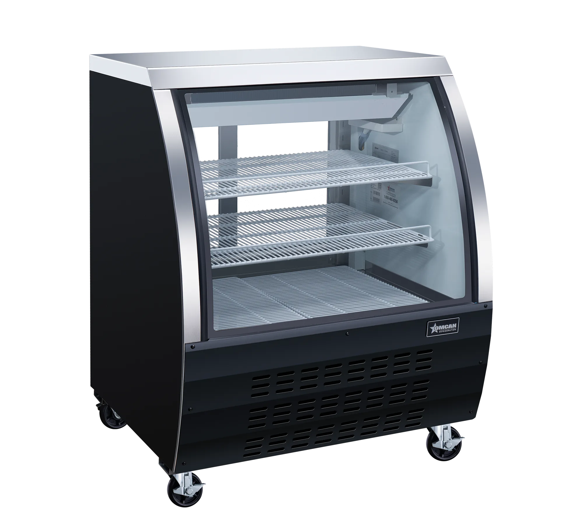 36″ Two (2) Shelf Floor Refrigerated Showcase, 11.6 cu.ft. (328 L), Black