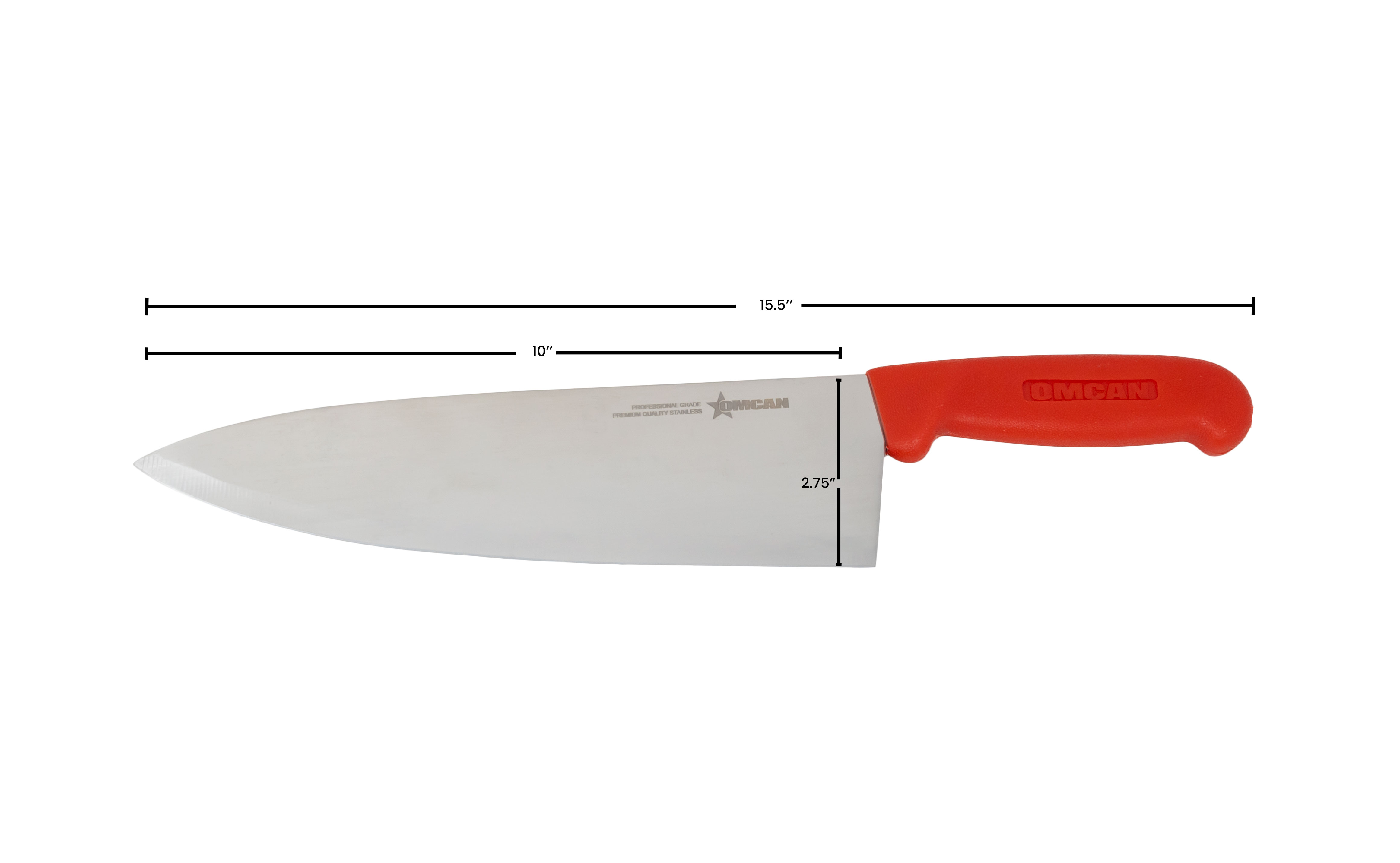 10" Medium Cook Knife with Red Polypropylene Handle