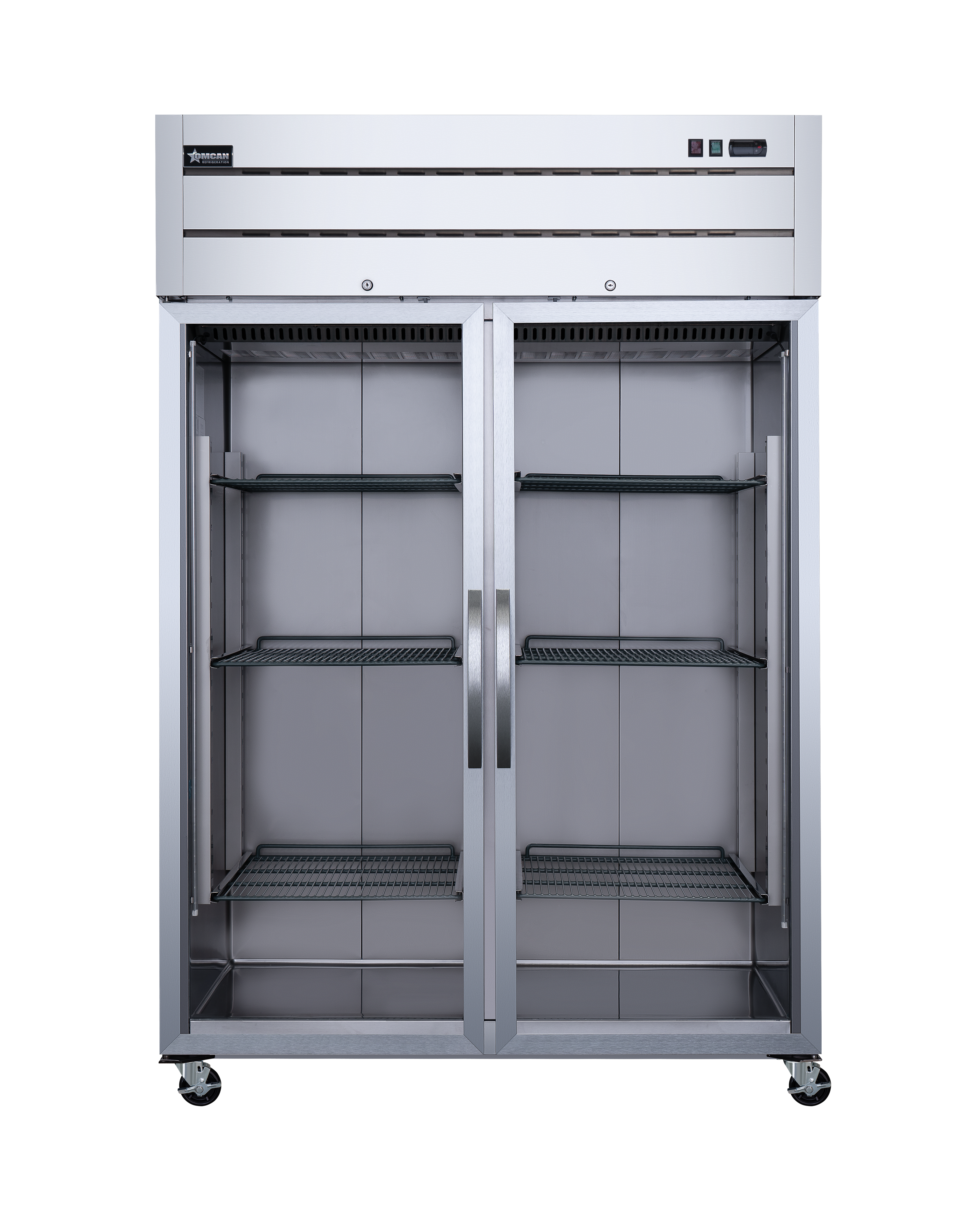 54″ Two (2) Glass Door Top Mounted Reach-In Refrigerator, 43.1 cu.ft. (1220 L), Stainless Steel