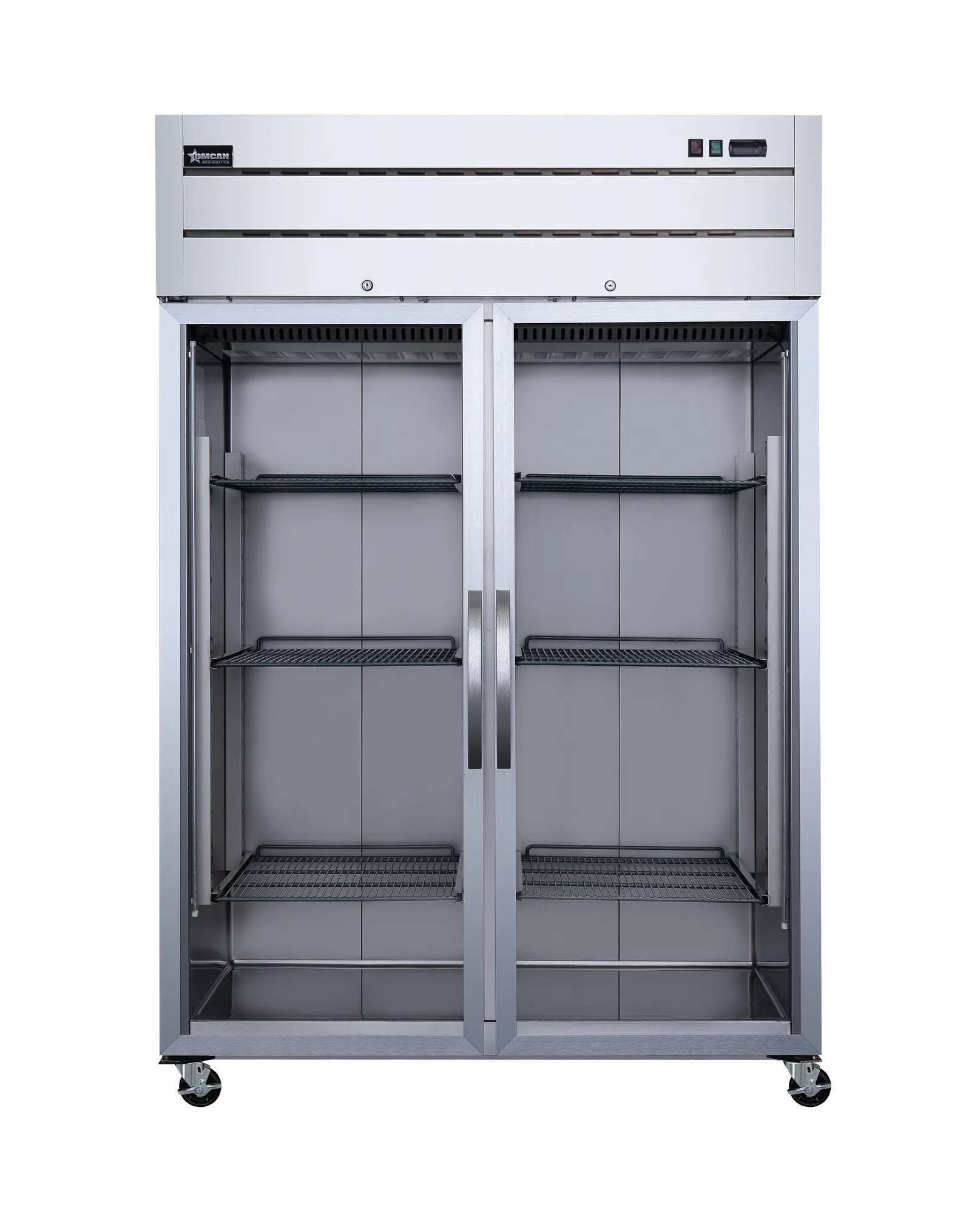 54″ Two (2) Glass Door Top Mounted Reach-In Refrigerator, 43.1 cu.ft. (1220 L), Stainless Steel