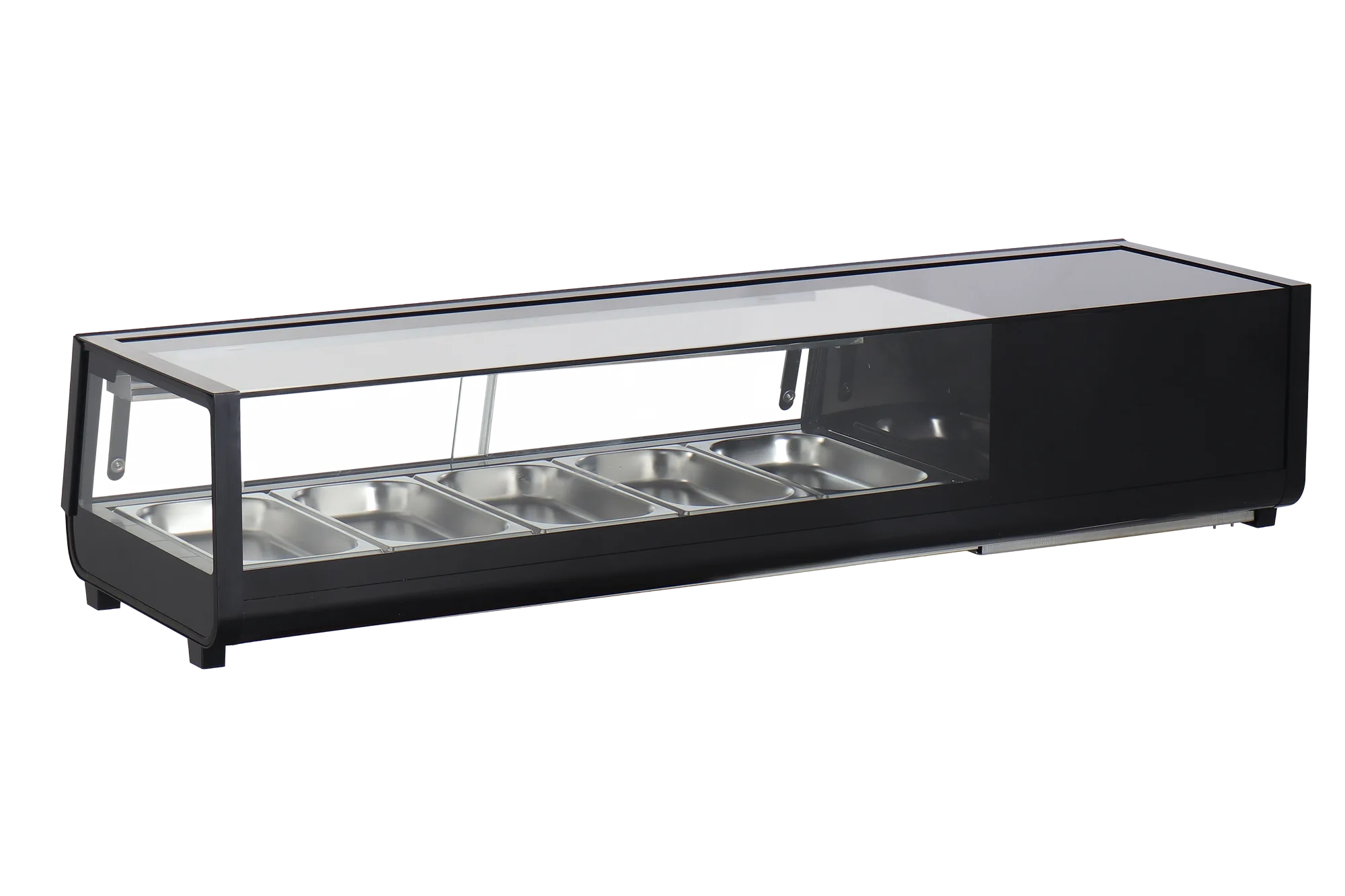 54" Refrigerated Flat Glass Sushi Display Case, 1.8 cu.ft. (52 L), Black