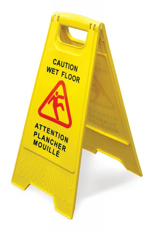 Yellow Plastic Wet Floor Caution Sign- English/French
