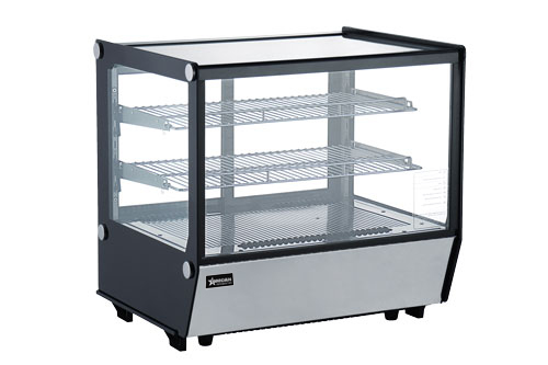 28″ Two (2) Shelf Square Glass Countertop Refrigerated Showcase, 4.2 cu.ft. (120 L), Stainless Steel