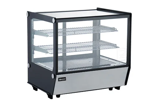 28″ Two (2) Shelf Square Glass Countertop Refrigerated Showcase, 4.2 cu.ft. (120 L), Stainless Steel