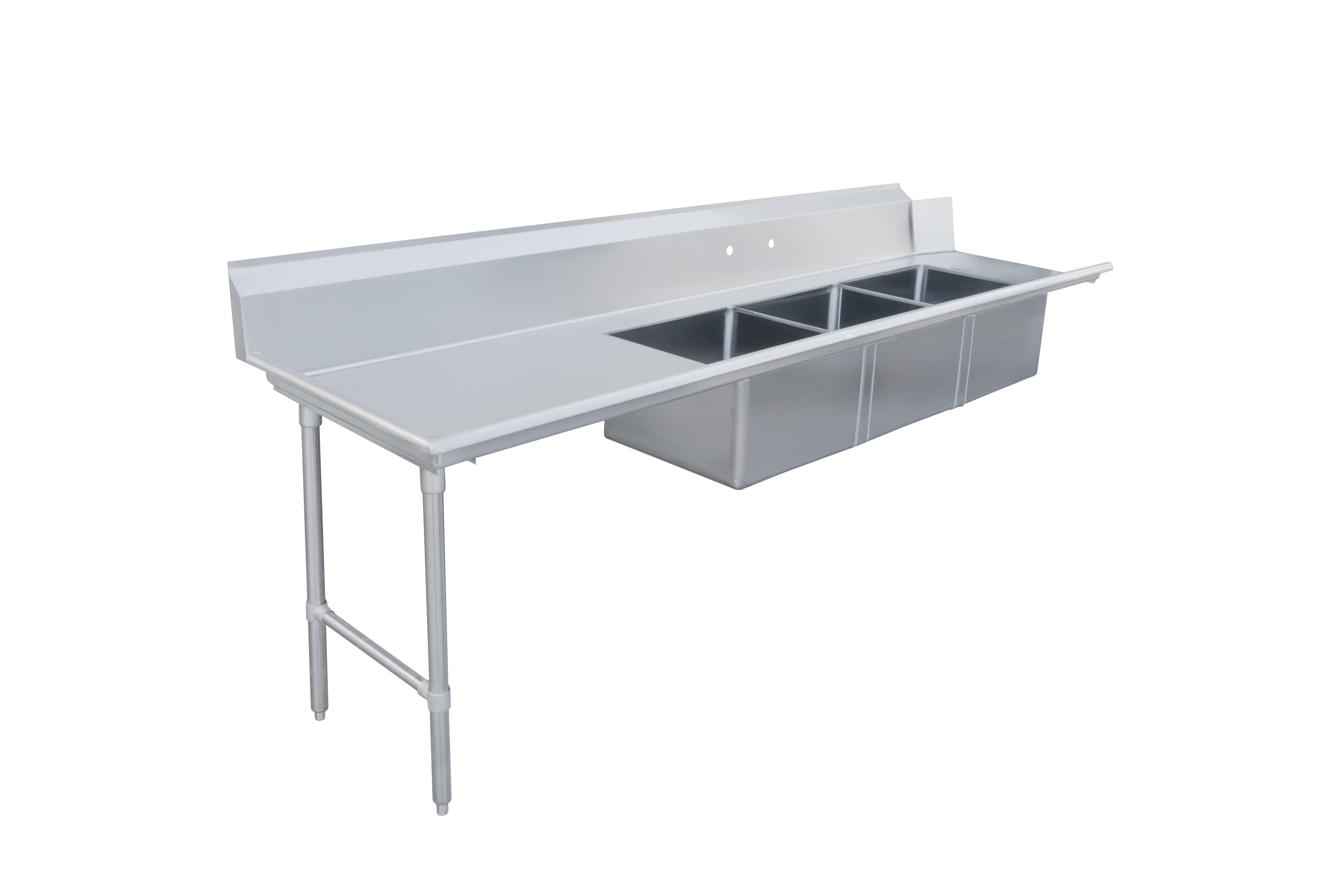 120" Left Side Soiled Dish Table with Three Sinks