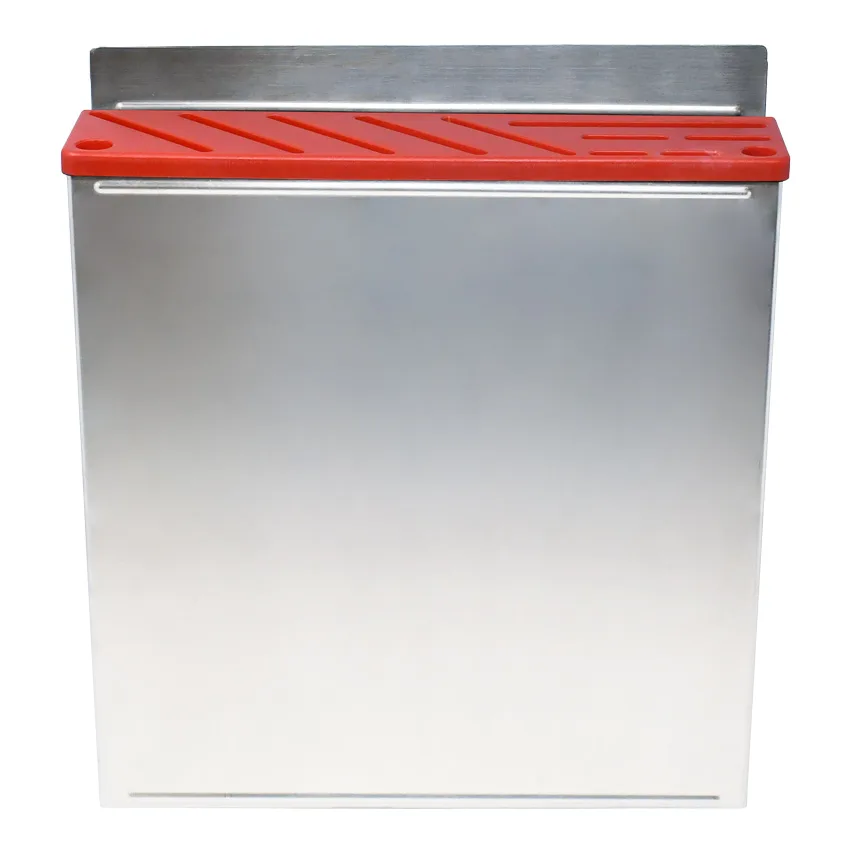 Stainless Steel Knife Rack with Red Plastic Insert