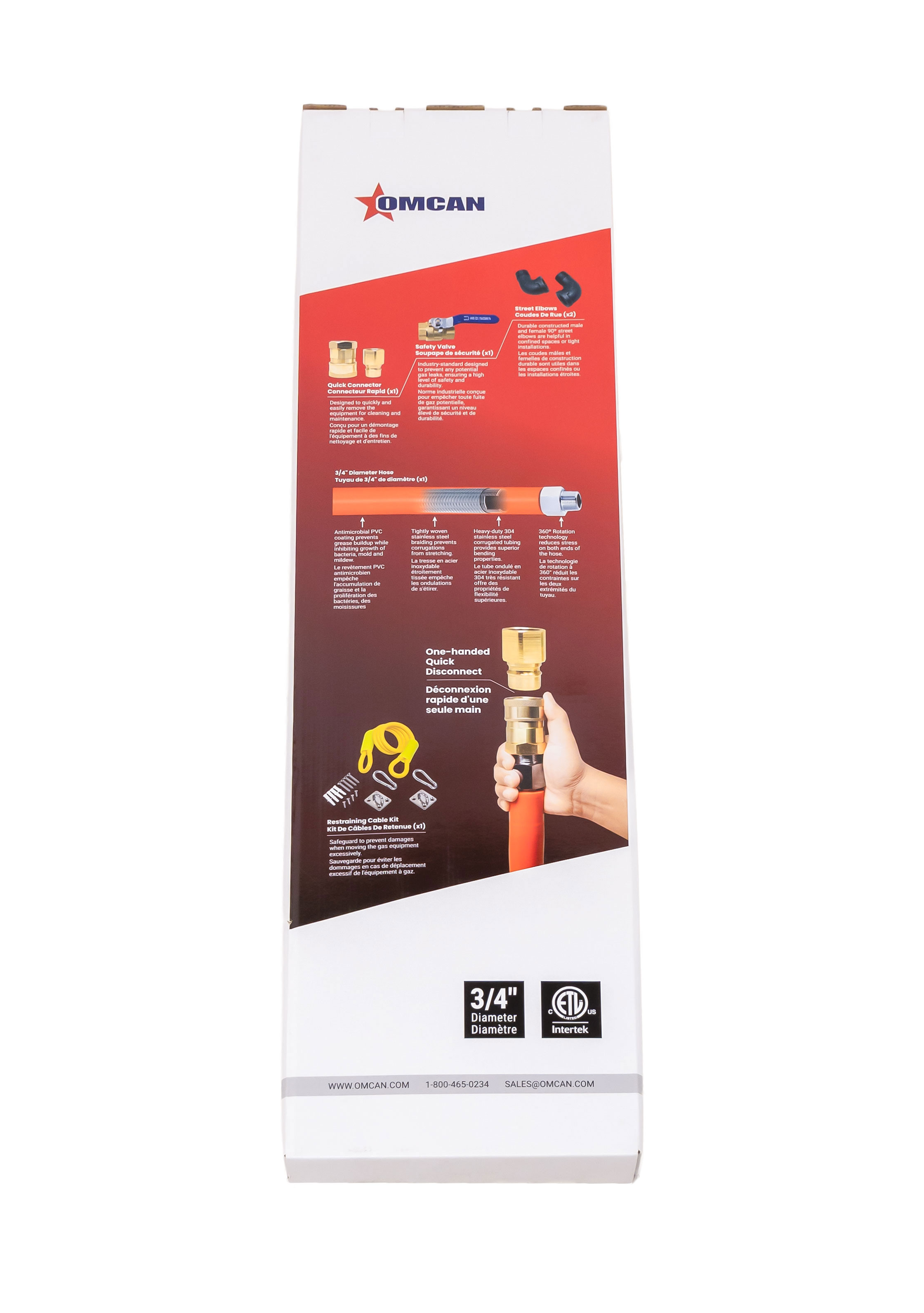 3/4″ x 48″ Commercial Gas Hose Connector Kit, cETLus/UL