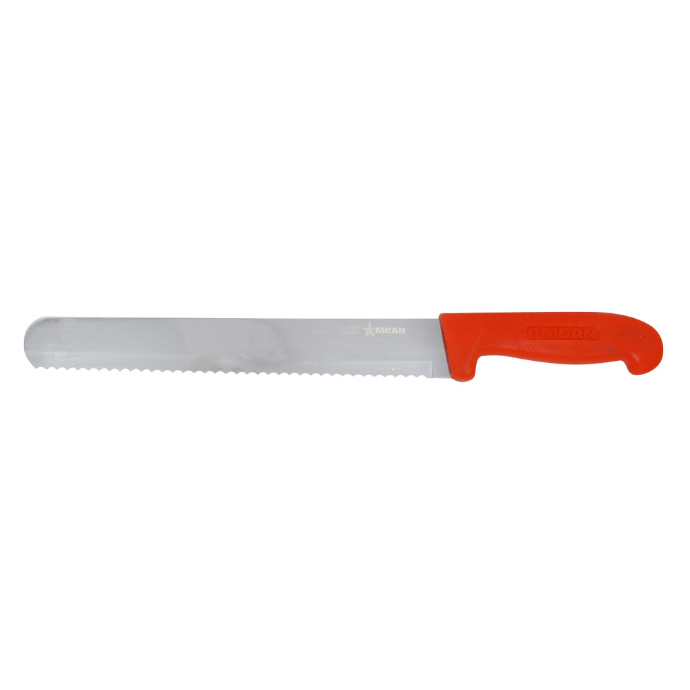 10" Slicer Straight Wave Edge Knife with Red Polypropylene Handle
