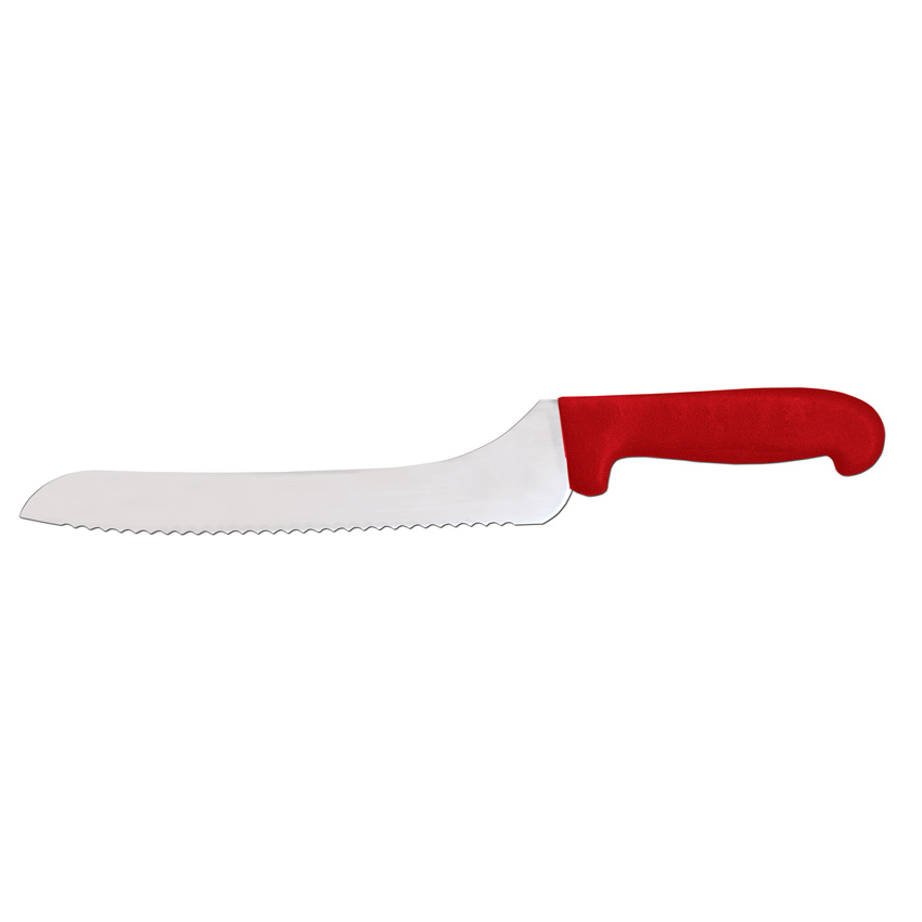 9" Slicer Off-Set Wave Edge Blade Knife with Red Polypropylene Handle