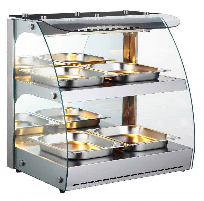 25" Double-Shelf Full Service Heated Display Case with 100L capacity