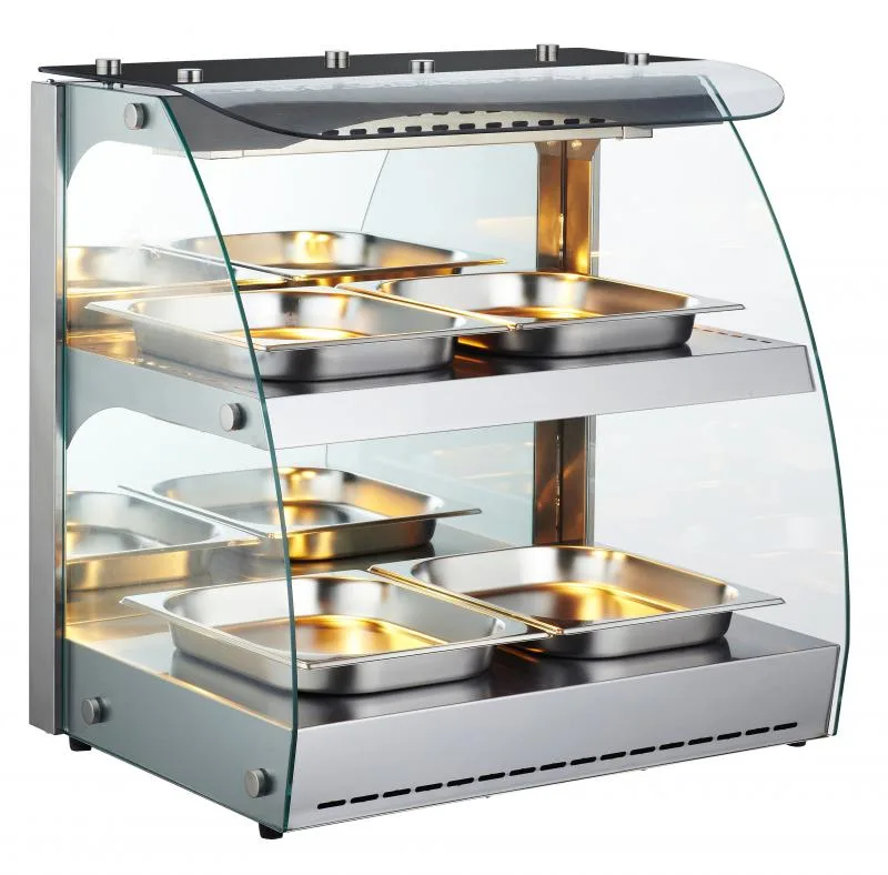 25" Heated Display Case, 2 Shelves, Curved Glass, Self-Service, 3.5 cu.ft. (100 L) Capacity