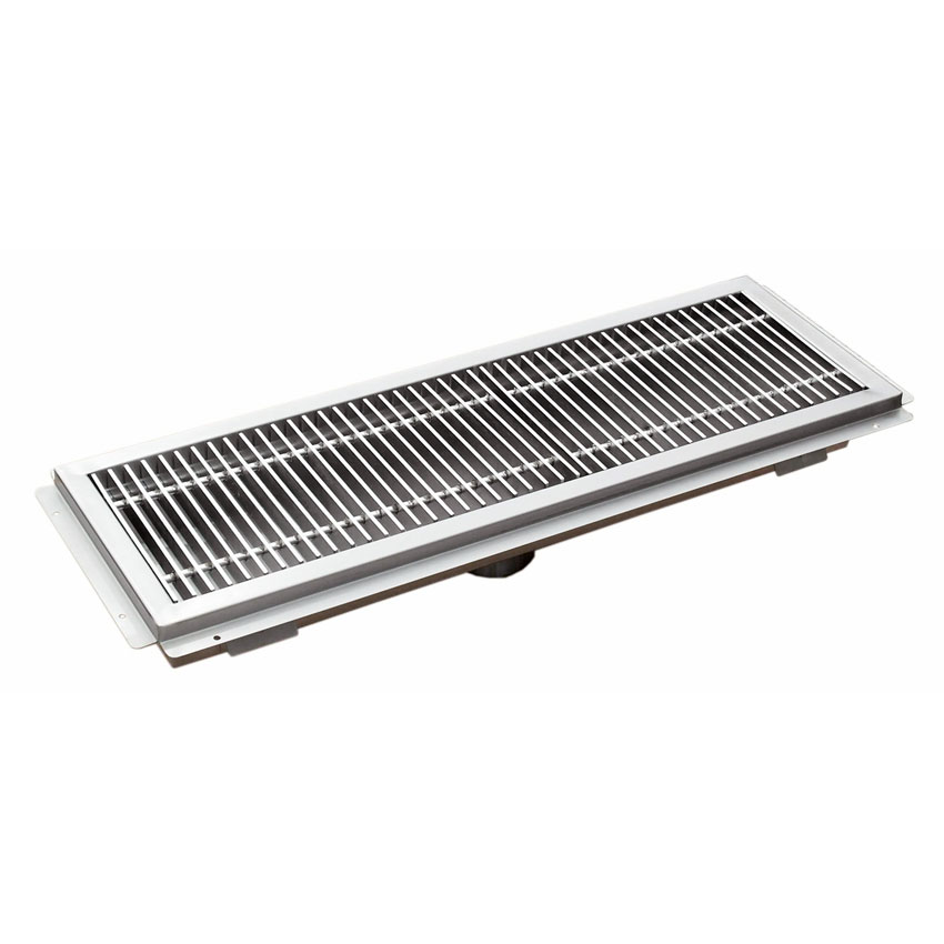 12″ x 36″ Stainless Steel Floor Trough with Grating, 14 Gauge