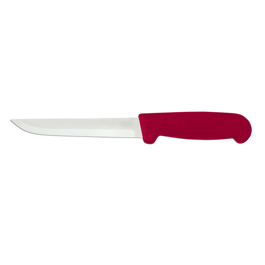 6" Straight Blade Boning Knife with Red Polypropylene Handle