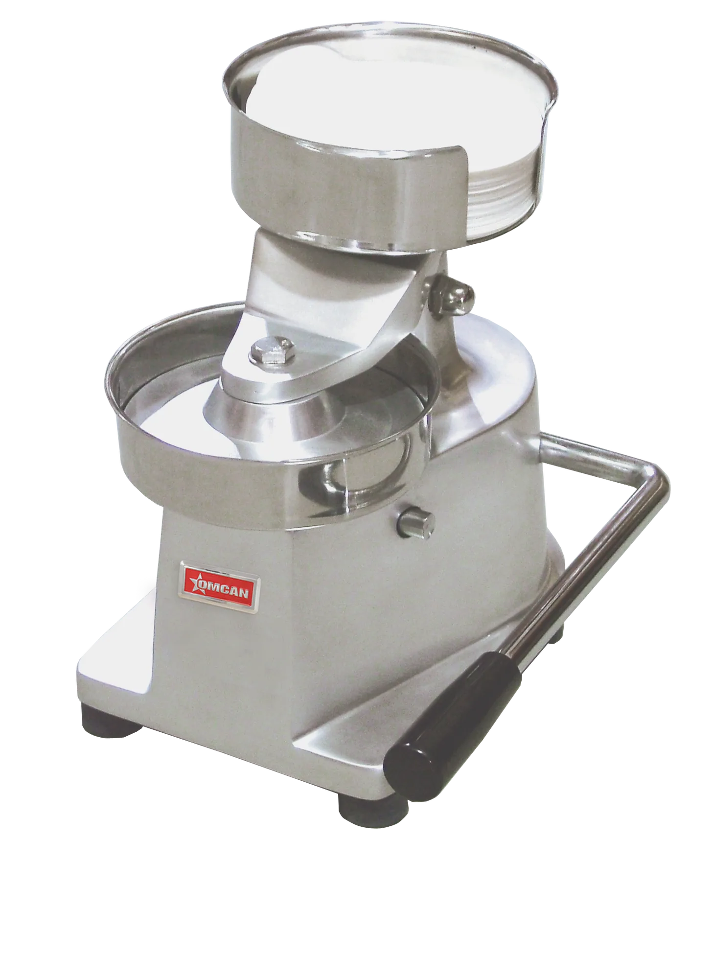 Top-Down Press Patty Maker with Rear-Mounted Paper Holder with 5″ Diameter
