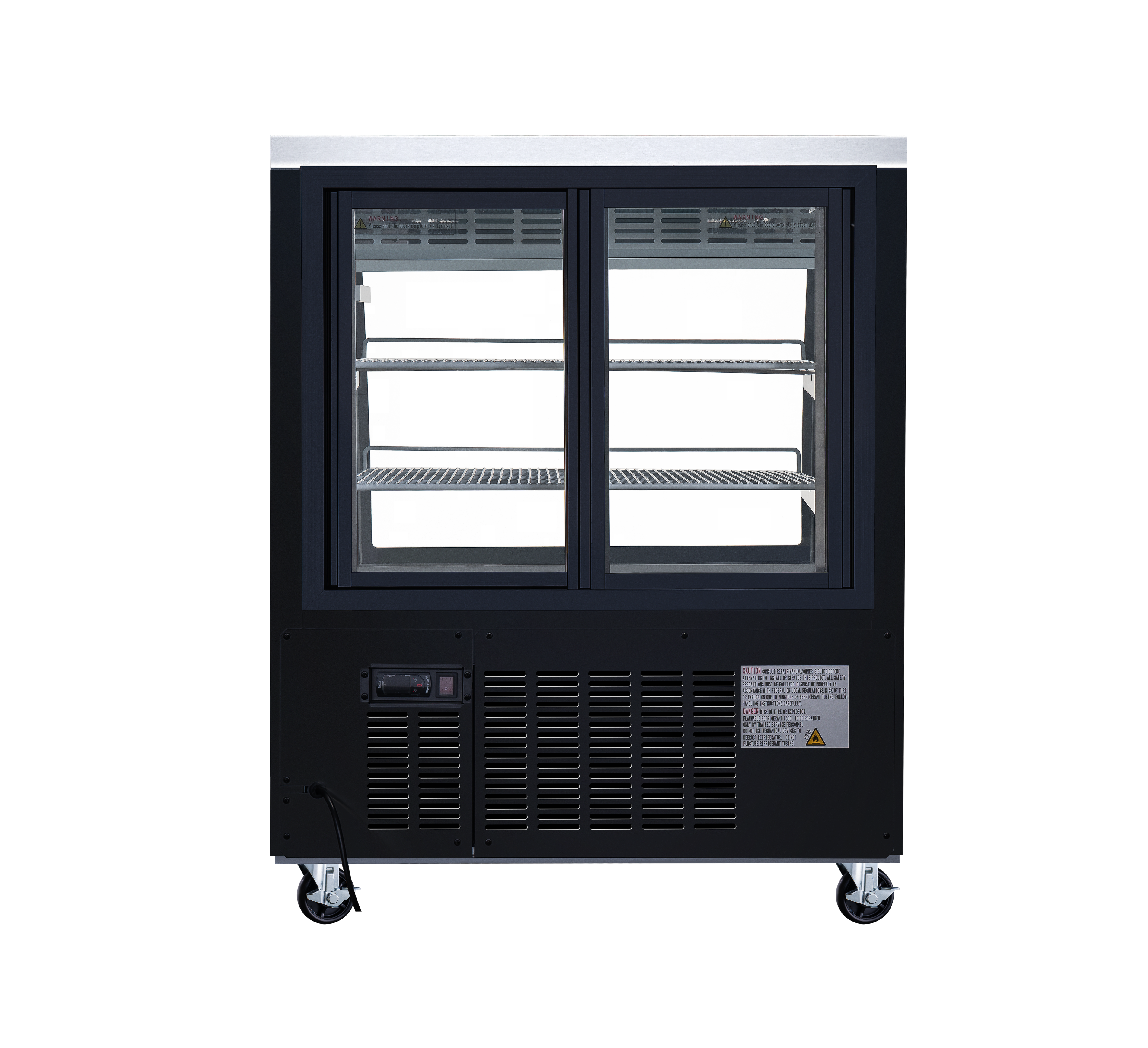 36″ Two (2) Shelf Floor Refrigerated Showcase, 11.6 cu.ft. (328 L), Black