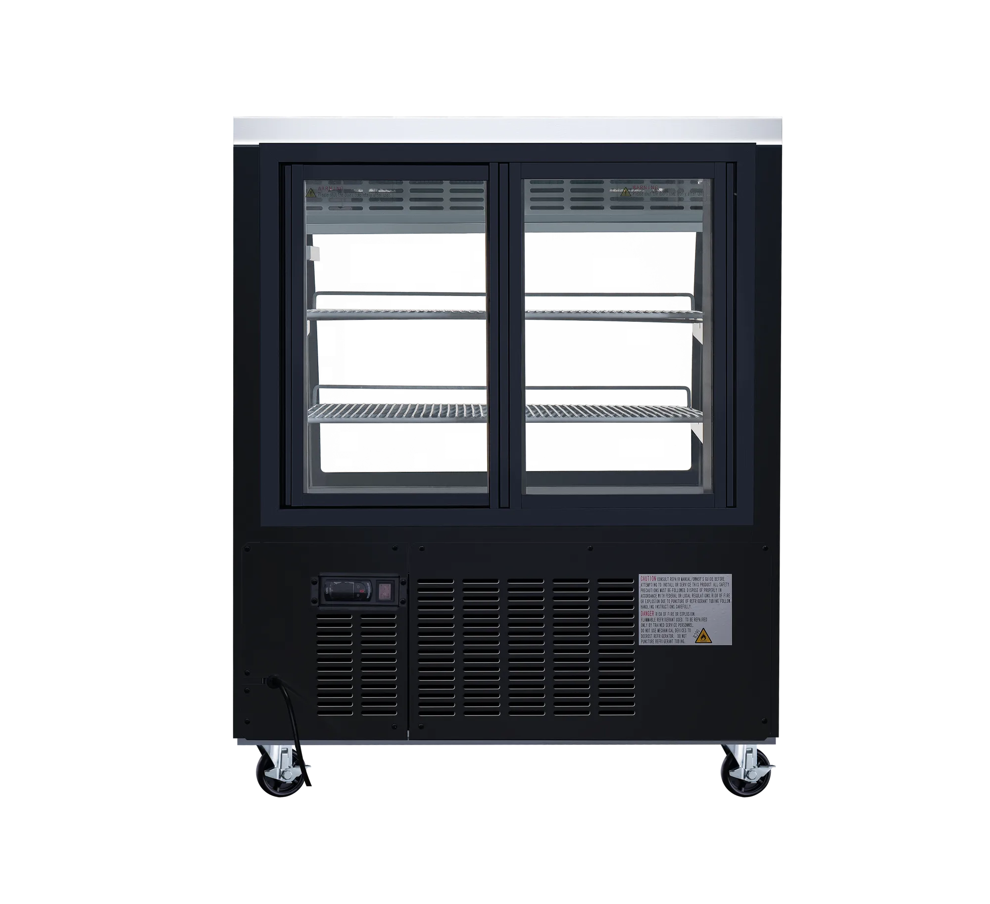 36″ Two (2) Shelf Floor Refrigerated Showcase, 11.6 cu.ft. (328 L), Black