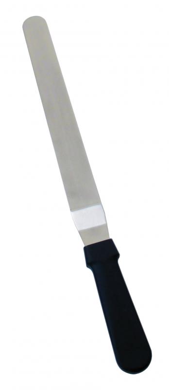 Stainless Steel Offset Baking / Icing Spatula with 8 1/2″ x 1 1/2″ blade and Black Plastic Handle