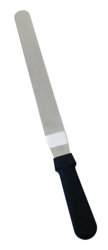 Stainless Steel Offset Baking / Icing Spatula with 8 1/2″ x 1 1/2″ blade and Black Plastic Handle