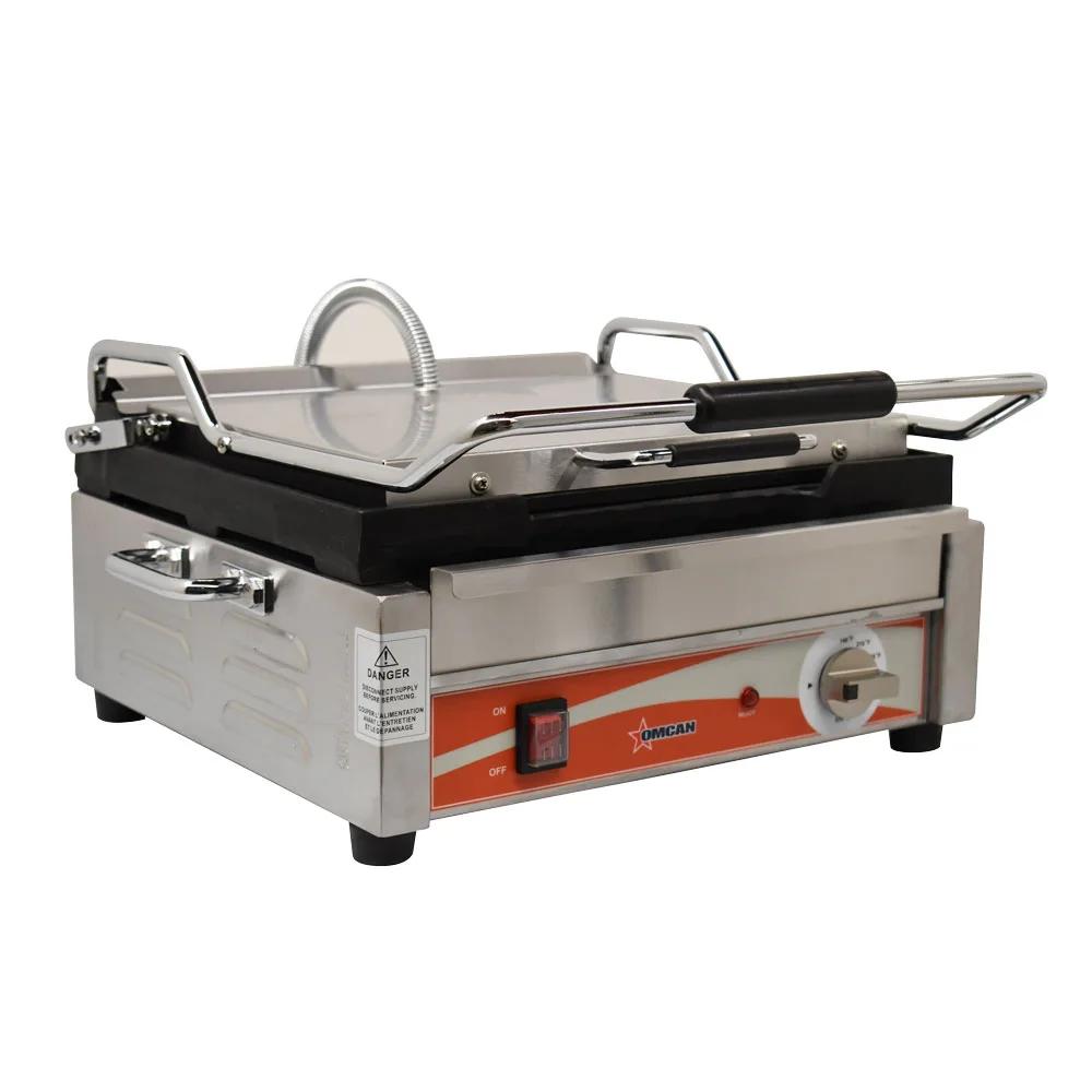 Single Panini Grill with Grooved Plates – 12″ x 15″ Cooking Surface – 120V, 1800W