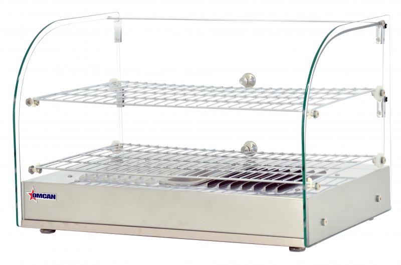 22" Countertop Display Warmer with Front Curved Glass and 2 Rear Hinged Doors