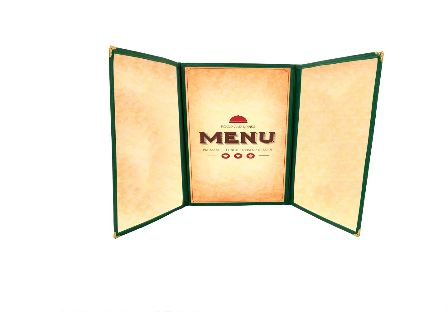 9 1/2″ x 11 3/4″ Green Triple-Fold Menu Holder