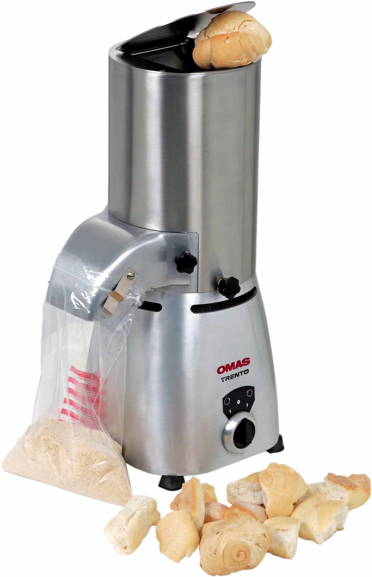 Omas Bread Crumb Grater Machine with 1.5 HP Motor, Overload Switch and Safety Cover | Trento – 110 V