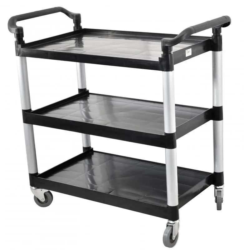 Black Plastic Bussing Cart with 19.5″ x 31″ tray size