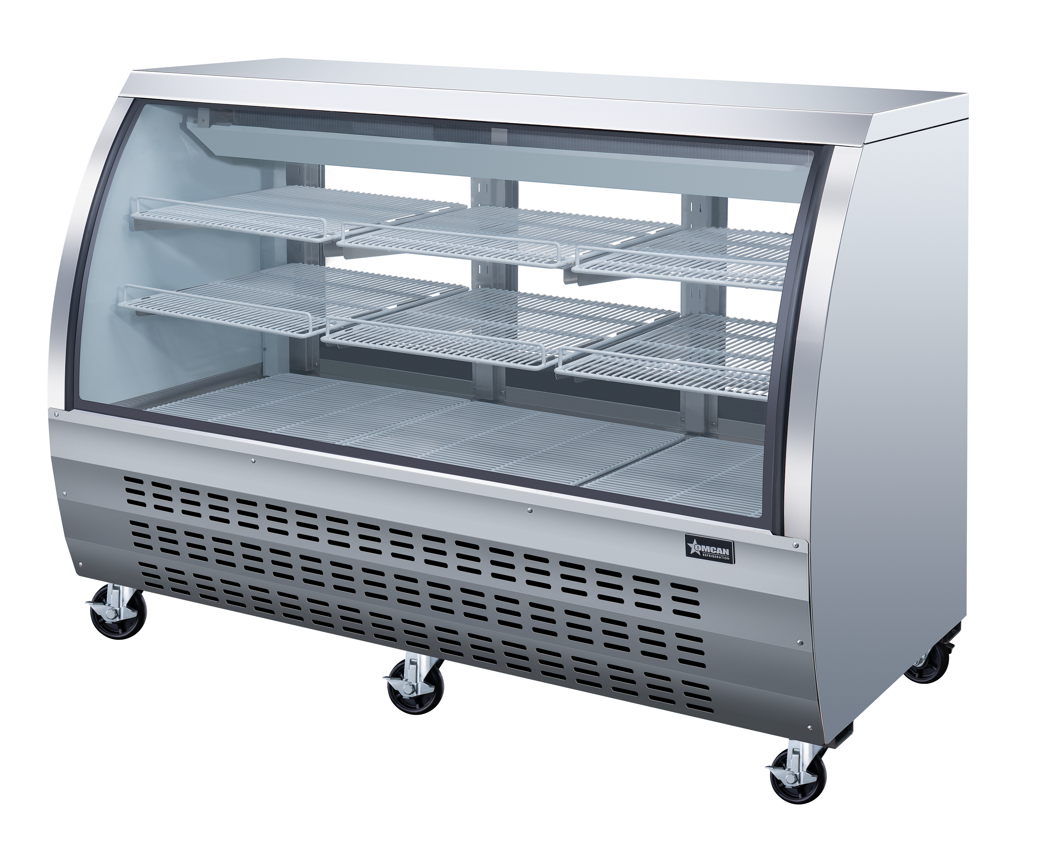 64″ Two (2) Shelf Floor Refrigerated Showcase, 22 cu.ft. (620 L), Stainless Steel