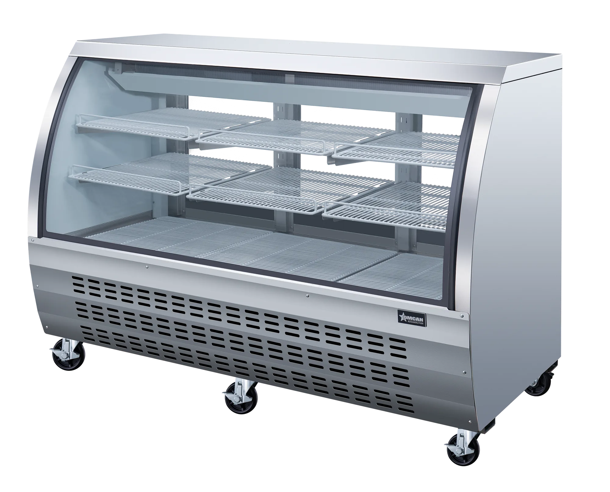 64″ Two (2) Shelf Floor Refrigerated Showcase, 22 cu.ft. (620 L), Stainless Steel
