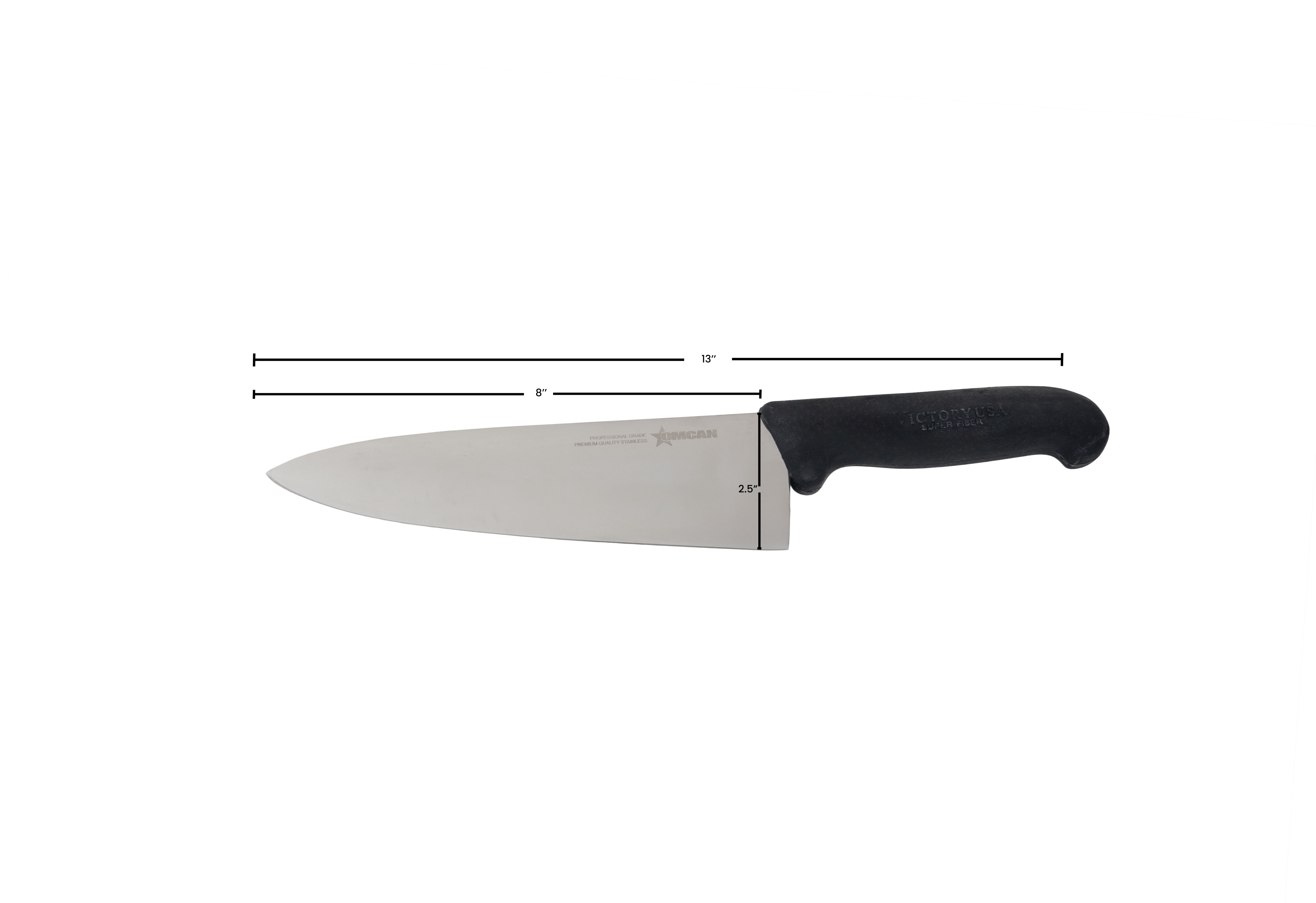 8" Medium Cook Knife with Black Super Fiber Handle
