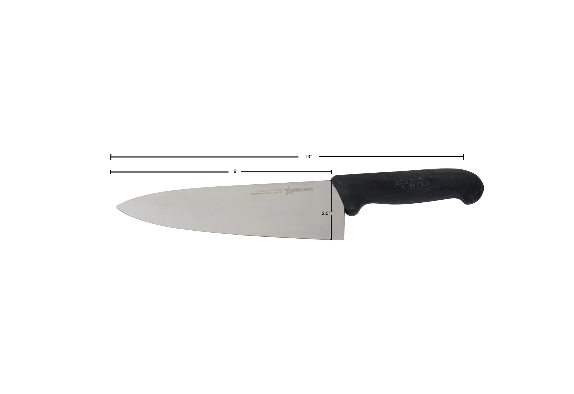 8" Medium Cook Knife with Black Super Fiber Handle