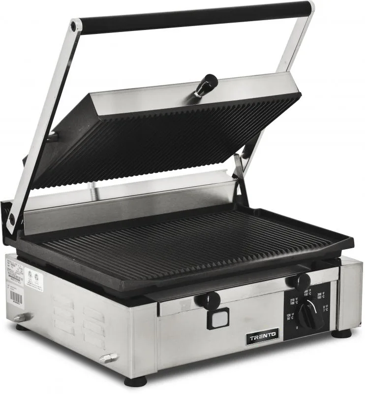 Trento 10″ x 14″ Single Panini Grill with Top and Bottom Grooved Grill Surface
