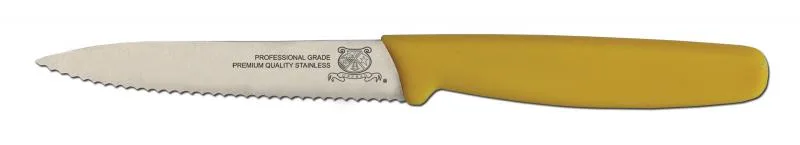 4" Serrated Paring Knife with Yellow Polypropylene Handle