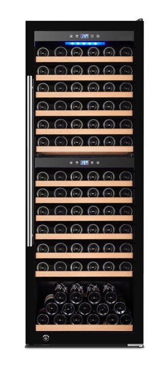 Vinovero 25" Dual Zone Wine Cooler with 126 Bottle Capacity and Black Full Glass Door