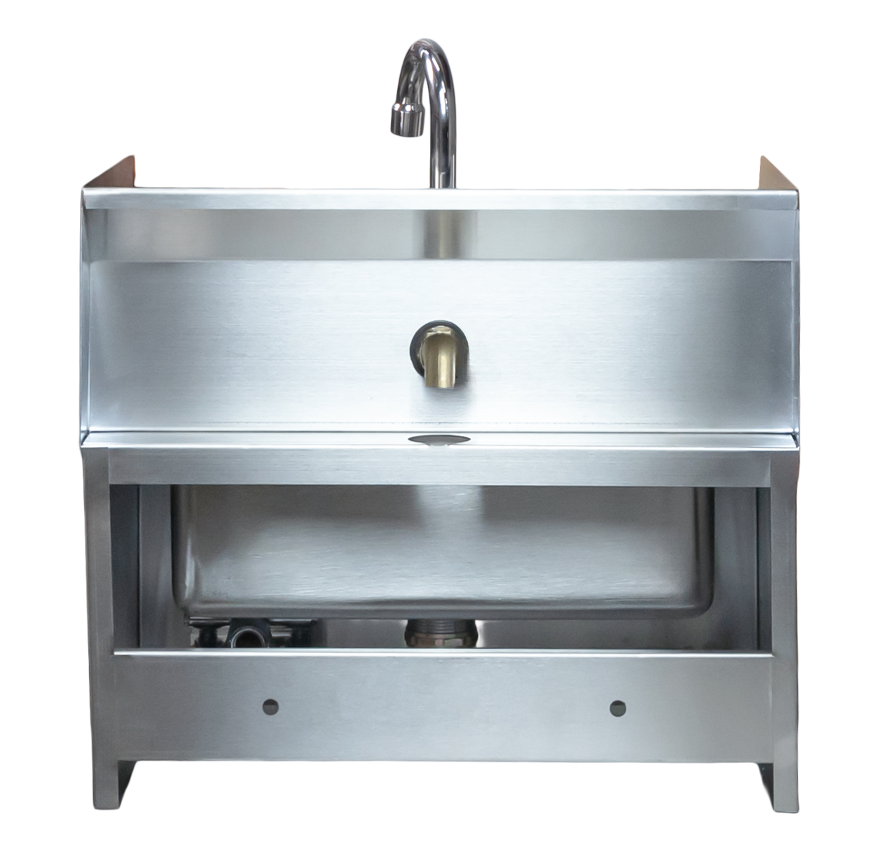 Fabricated Hand Sink with Knee Valve Assembly and Side Splashes