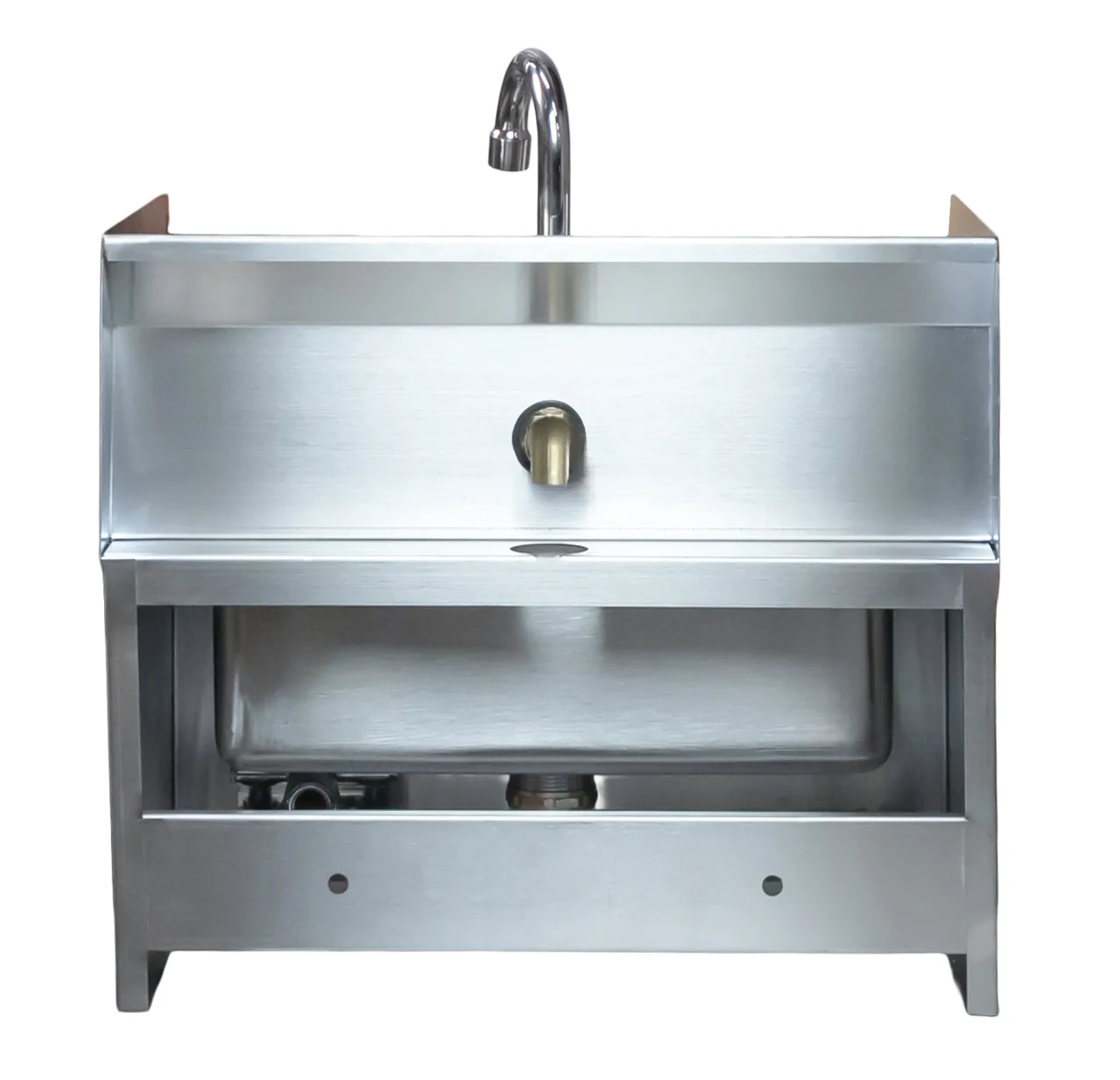 Fabricated Hand Sink with Knee Valve Assembly and Side Splashes