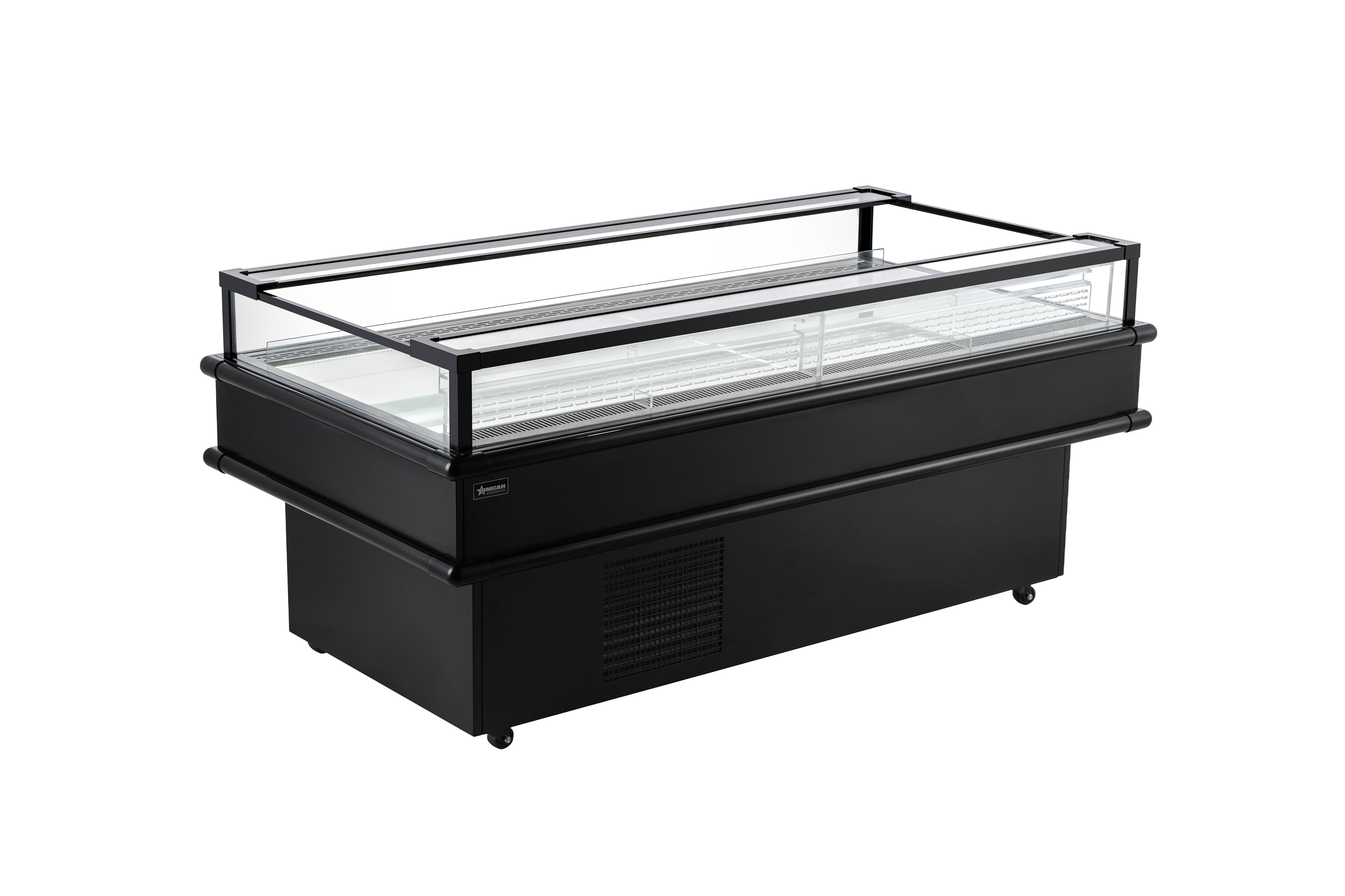 73” x 37.5” Refrigerated Island Top-Open Showcase, 8.6 cu.ft. (243 L), Black