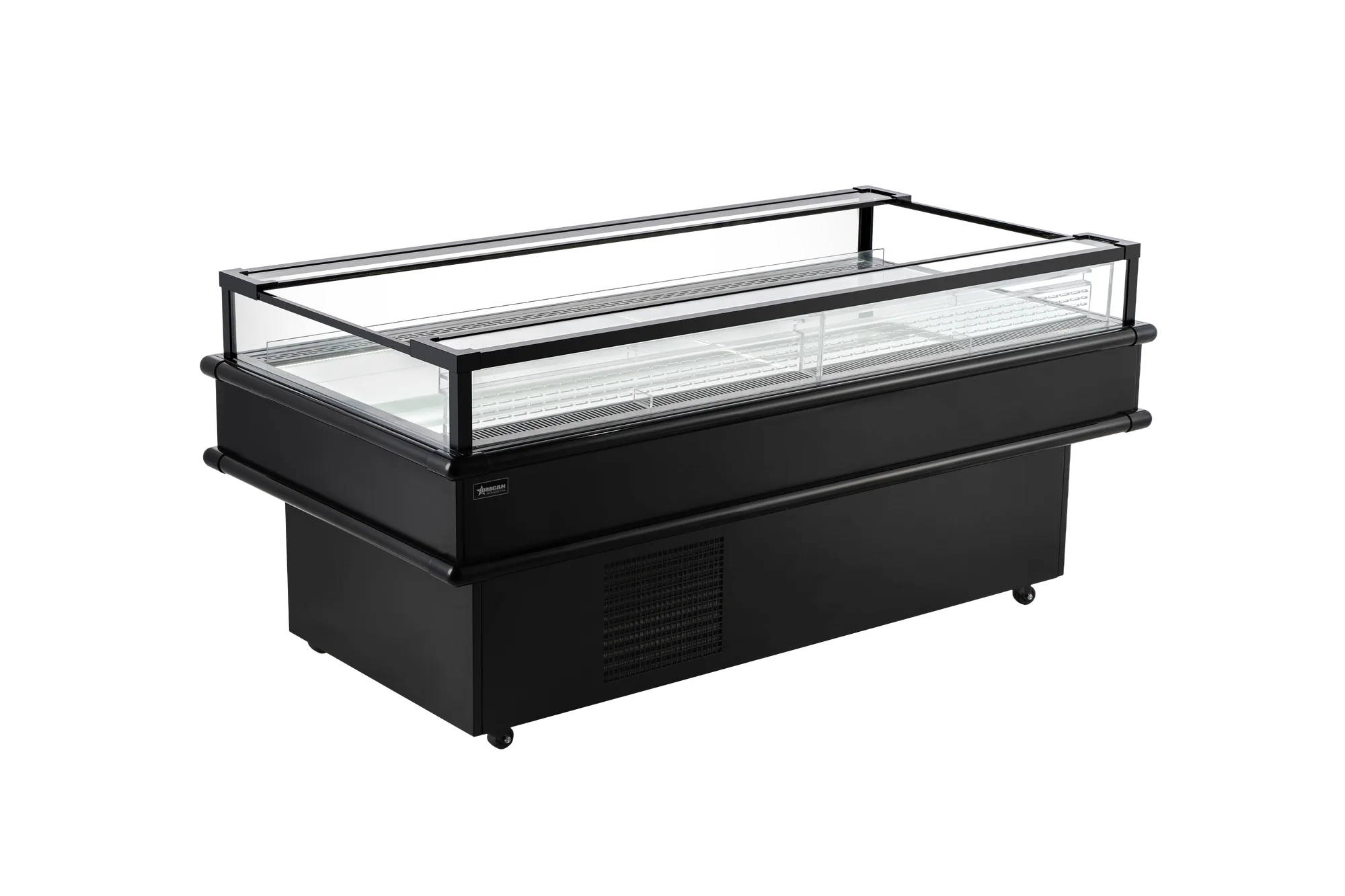 73” x 37.5” Refrigerated Island Top-Open Showcase, 8.6 cu.ft. (243 L), Black