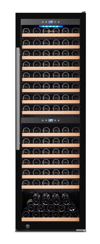 Vinovero 27" Dual Zone Wine Cooler with 180 Bottle Capacity and Black Full Glass Door