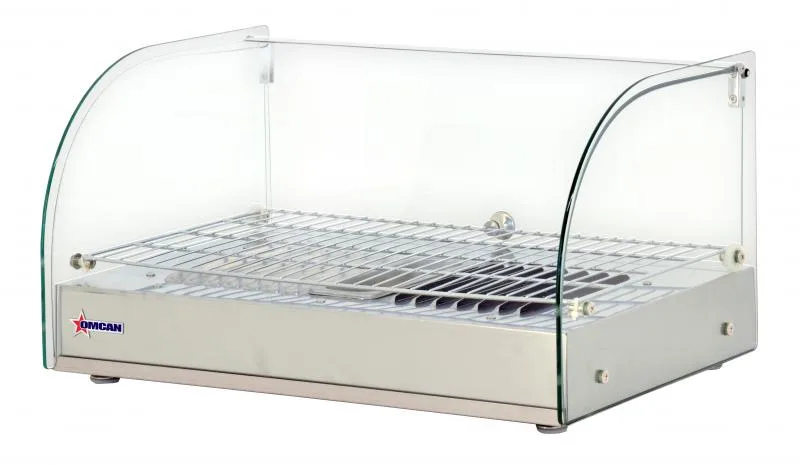 22" Countertop Display Warmer, Single-Shelf, Front Curved Glass and 1 Rear Hinged Door, Full-Service