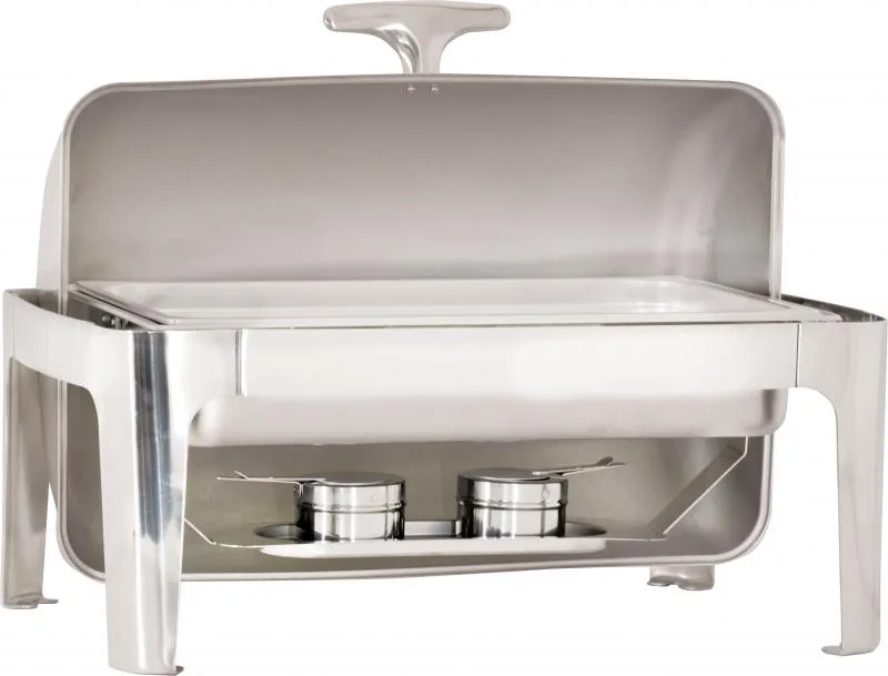 9 L / 9.5 qt Stainless Steel Round Chafing Dish with Roll Top Cover