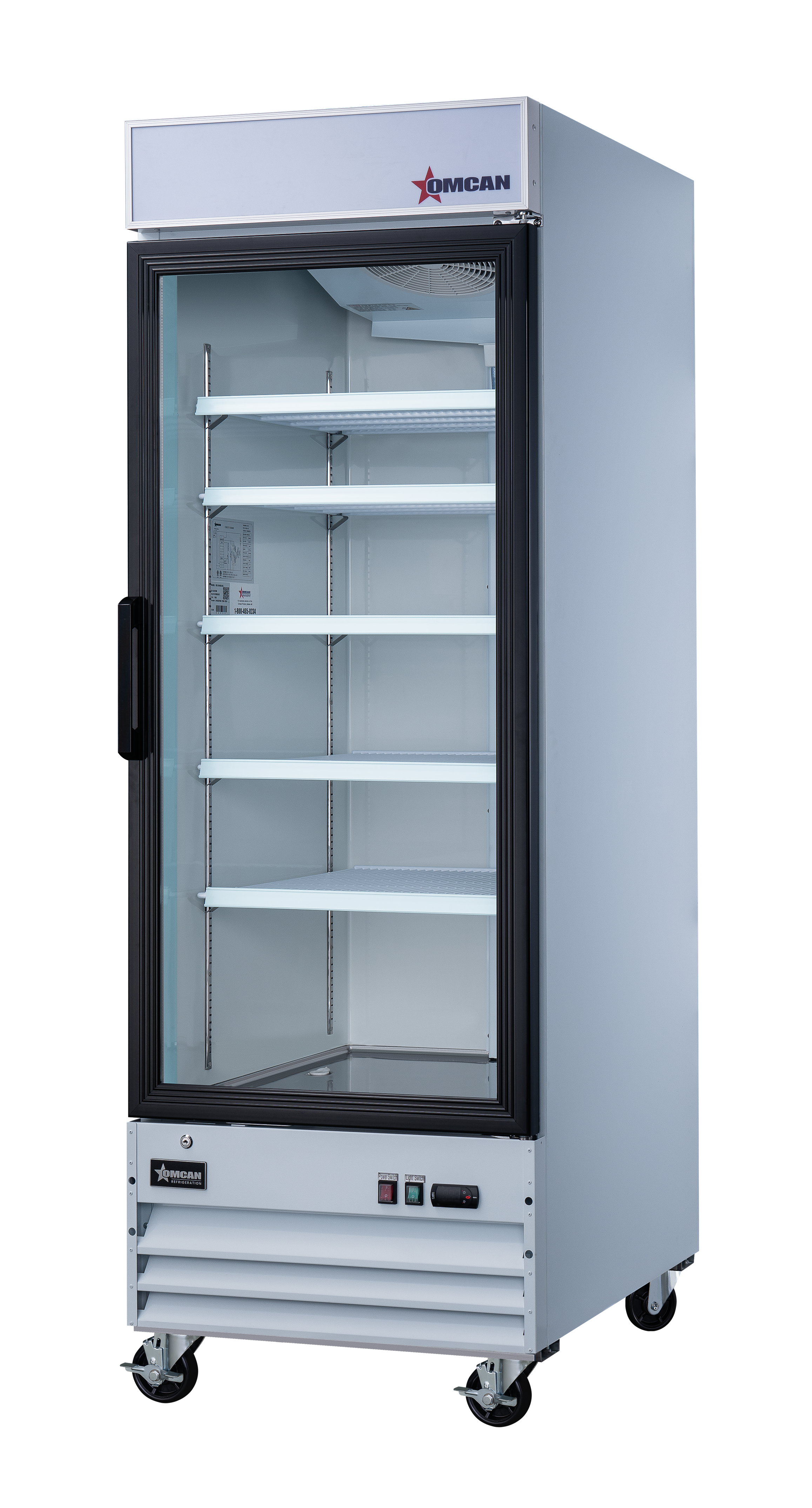 28″ One (1) Glass Door Display Refrigerator with Lightbox, 23 cu.ft. (651 L), White