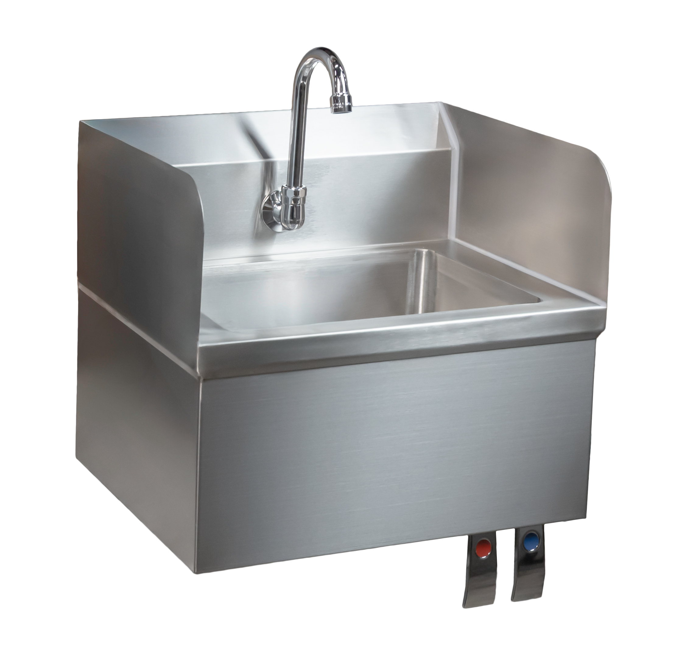 Fabricated Hand Sink with Knee Valve Assembly and Side Splashes