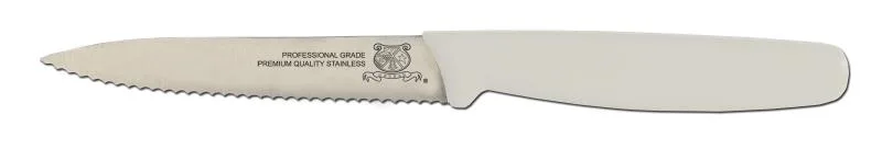 4" Serrated Paring Knife with White Polypropylene Handle