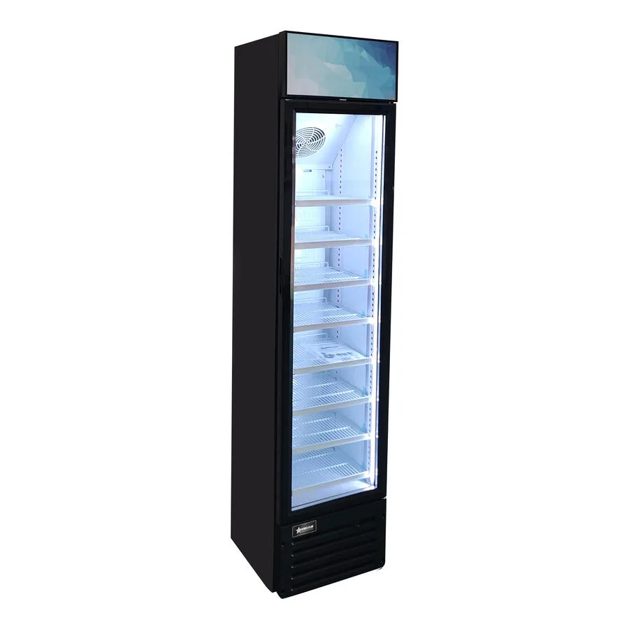 16.5″ Slim One (1) Glass Door Display Refrigerator with Lightbox, 5.1 cu.ft (145 L), Black