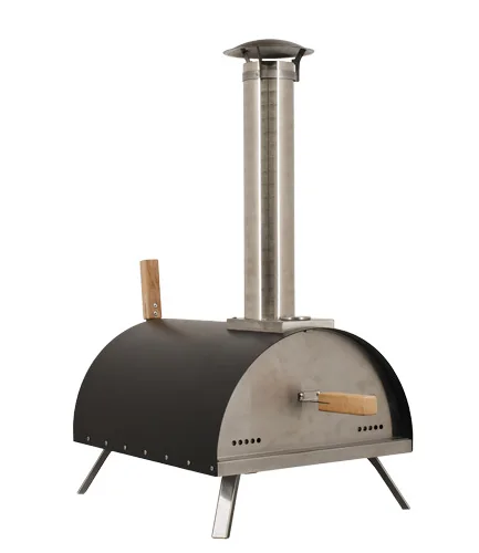 Stainless Steel Countertop Wood Fired Pizza Oven with Black Cover