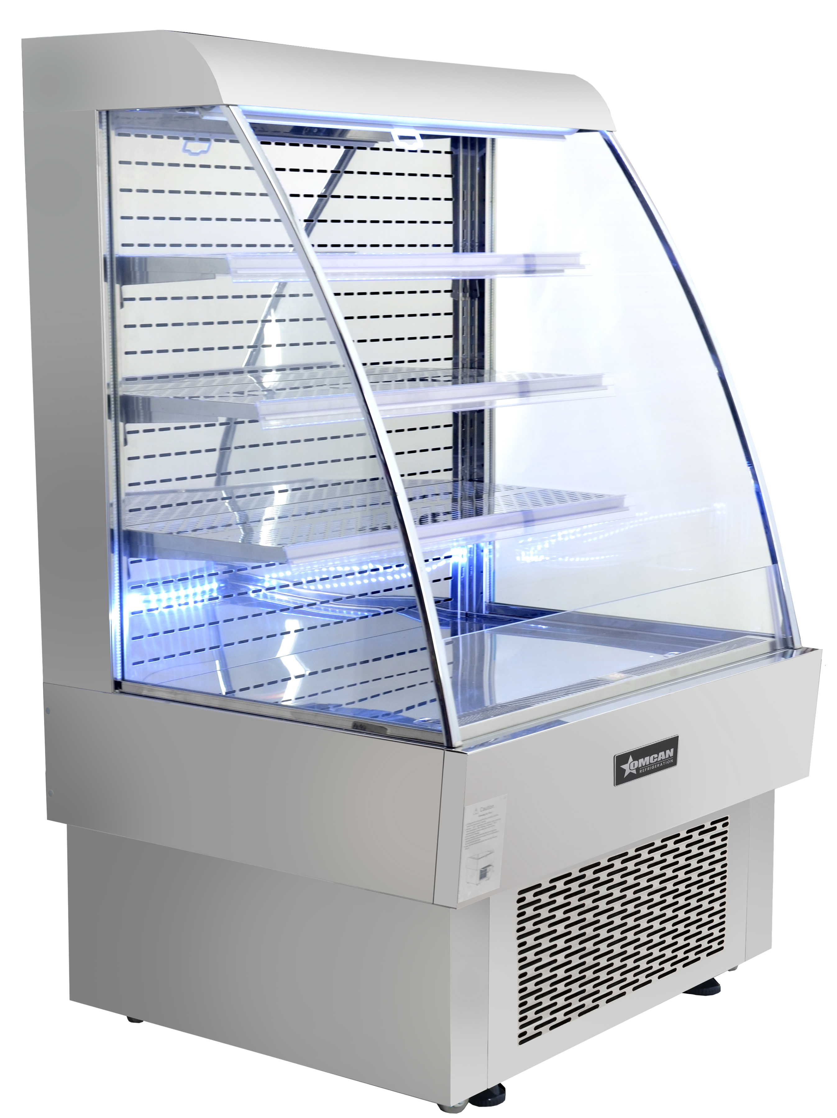 39″ Three (3) Shelf Grab-and-Go Open Refrigerated Floor Display Showcase, 13.42 cu.ft (380 L), Stainless Steel