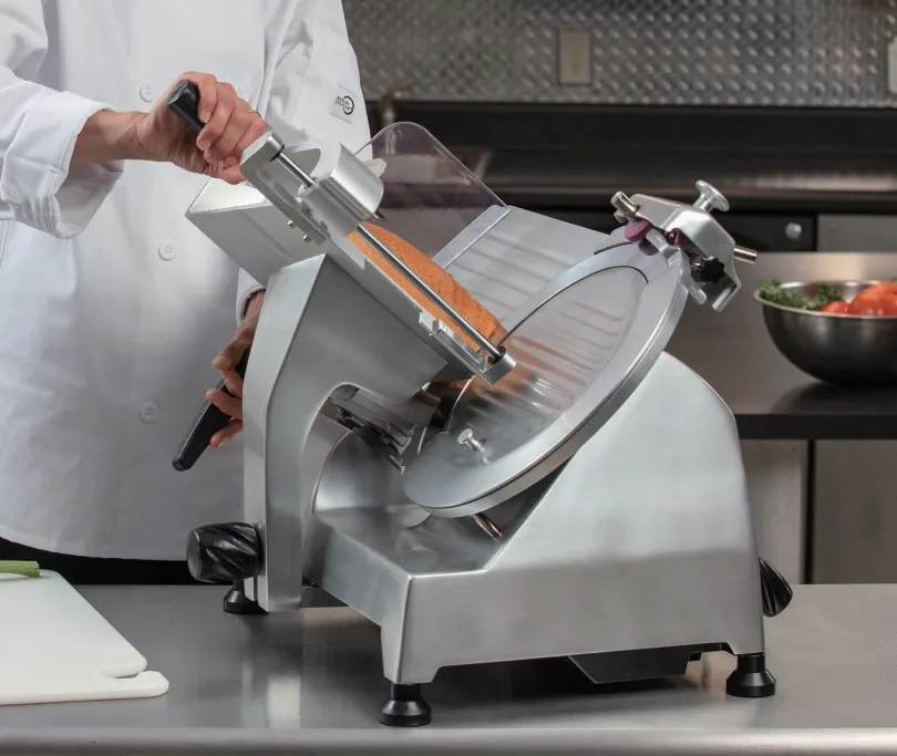 Omcan 8″ Belt-Driven Meat Slicer with Fixed Sharpener – 0.24 HP, 110 V