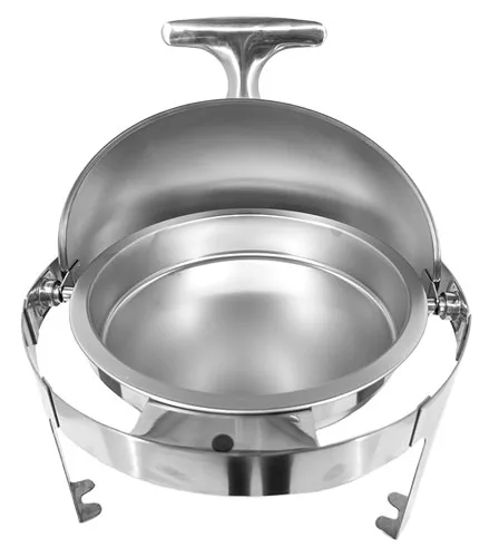6 qt (5.6 L) Stainless Steel Round Chafing Dish with Roll Top Lid