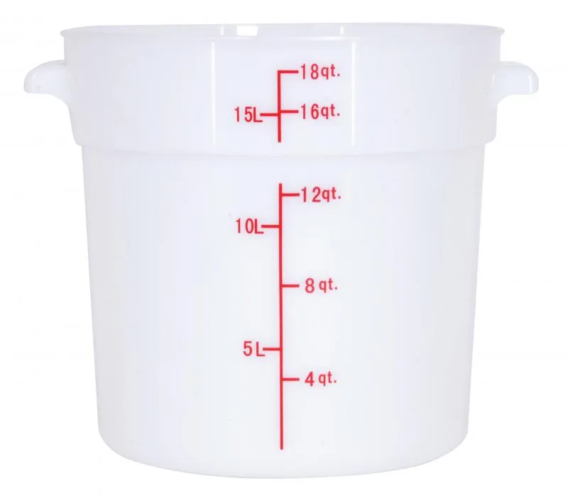 18 qt Polypropylene White Round Food Storage Container